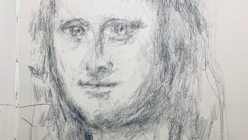 Pencil sketch of a woman's face.