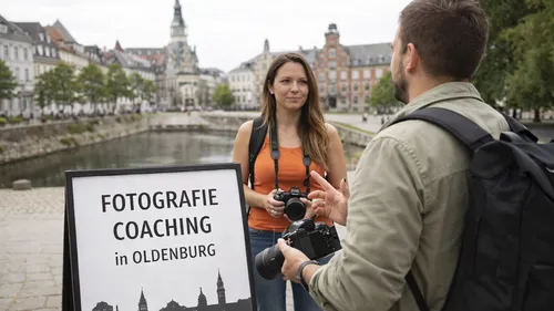 Zwei Fotografen unterhalten sich am Kanal.