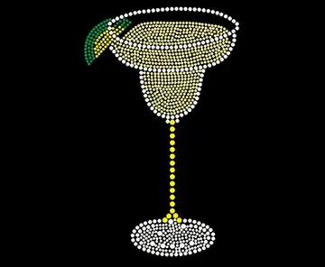 Punktkunst Margaritaglas mit Limettenscheibe.