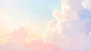 Pastellfarbene Wolken in sanftem Himmel.