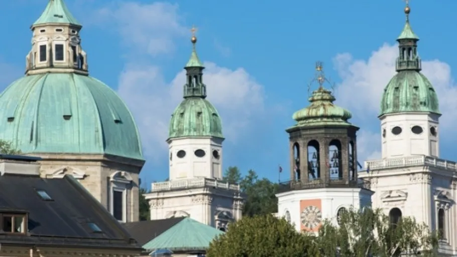 Domes and towers on a bright day.