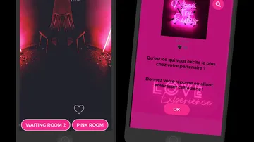 Smartphone-Bildschirme zeigen romantisches App-Design.