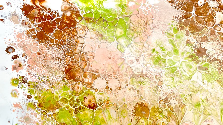 Bunte Fluid-Art mit Zellen und Mustern.