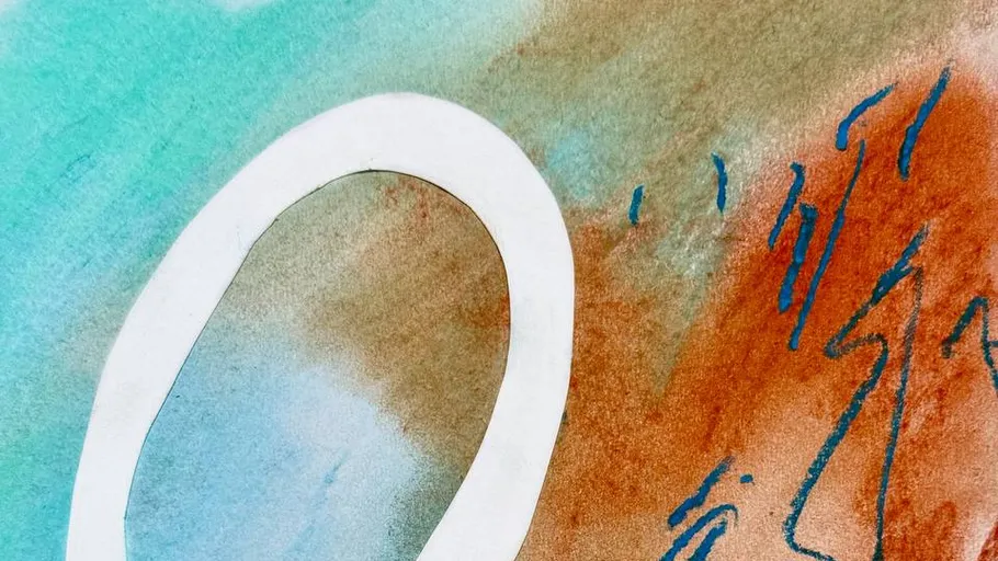 Abstract circle on colorful painted background.