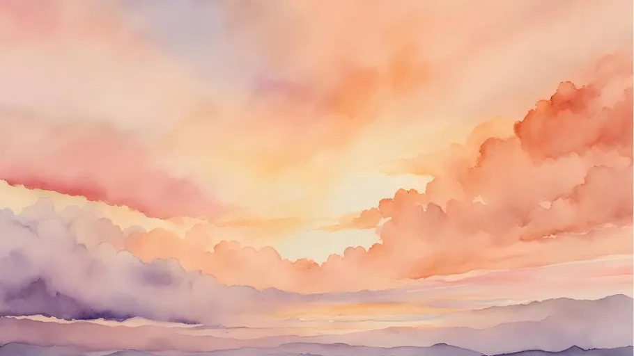 Bunte Sonnenuntergangs-Aquarellwolken am Himmel.
