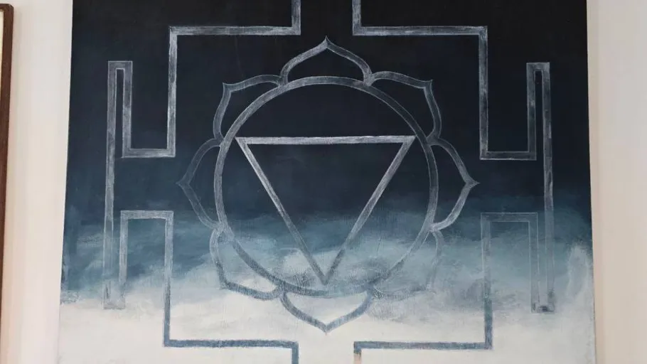 Geometric art on gradient background.