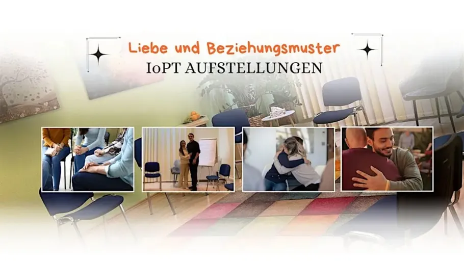 Collage von Gruppentherapie- und Umarmungsszenen.