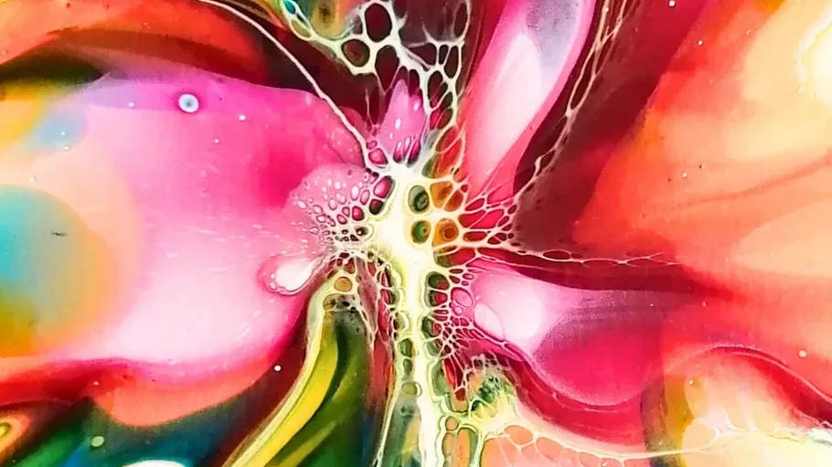 Bunte abstrakte Kunst mit Zellmustern.