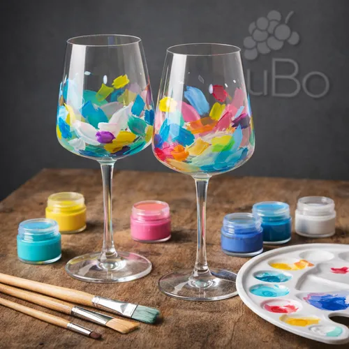 Wine glasses painting set — complete with 2 red wine glasses
