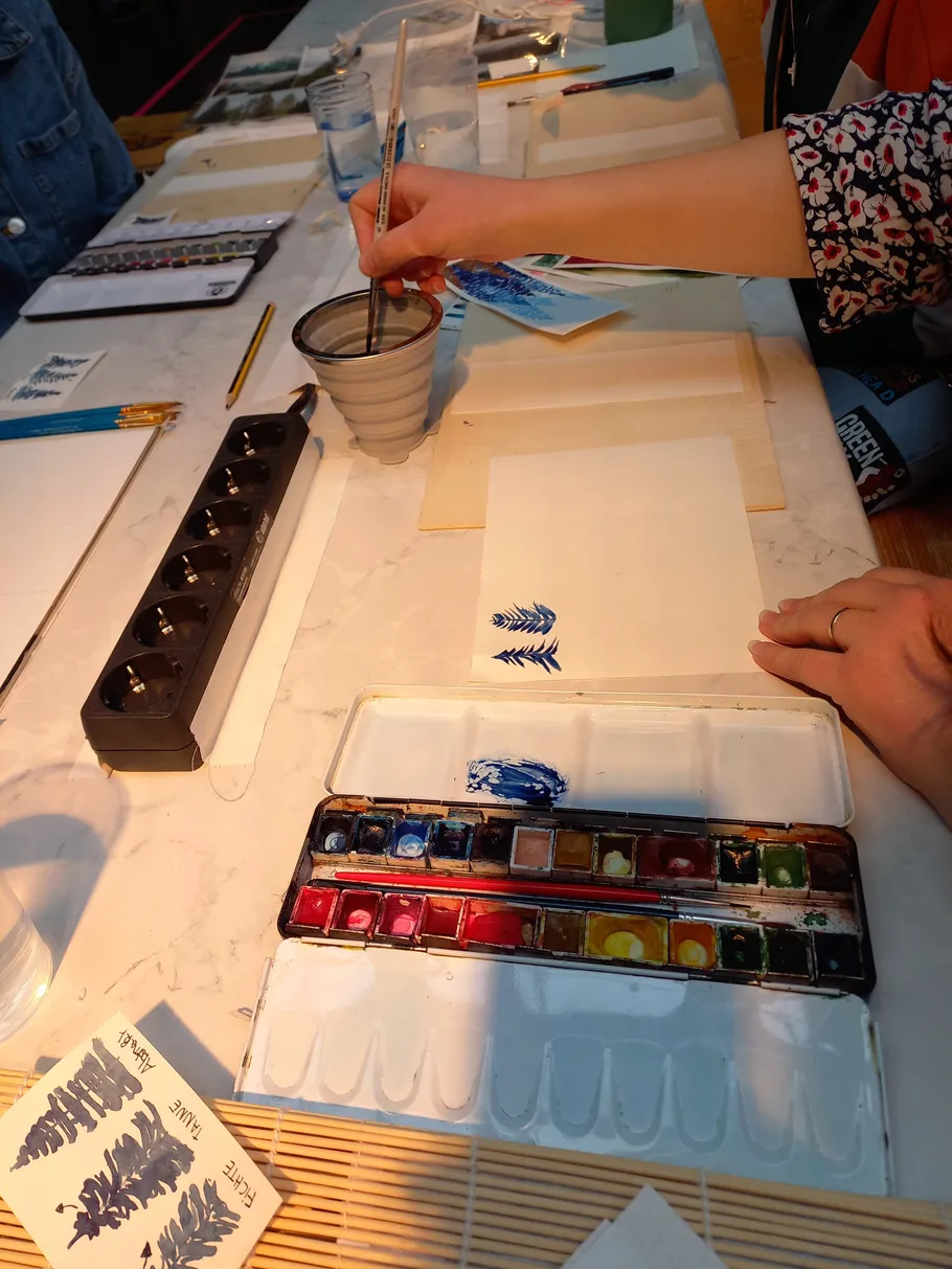 Hand painting with watercolor on paper.