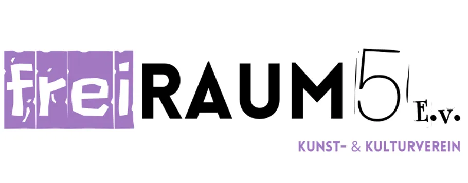 Logo mit Text 'freiRAUM5 e.V. Kunst- & Kulturverein'.