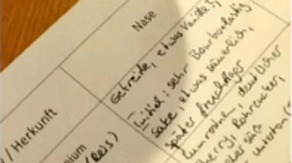 Handschriftliche Notizen auf liniertem Papier.