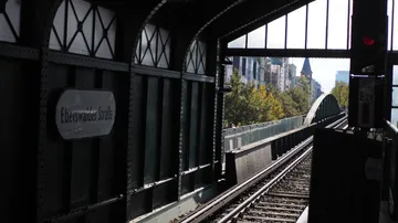 Train tracks at Eberswalder Straße station.