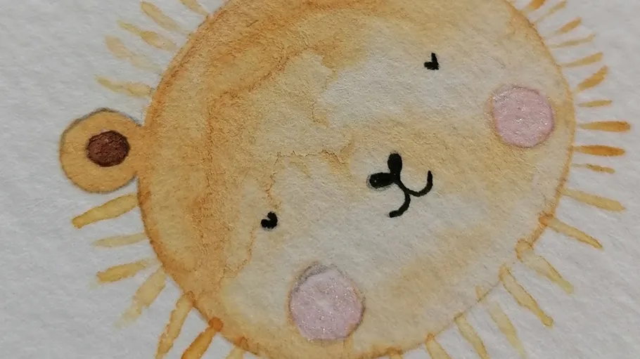 Cute bear face with pink cheeks.