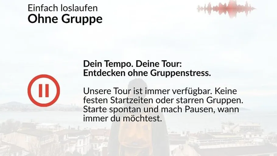 Text über Reise-Flexibilität über Stadtansicht.