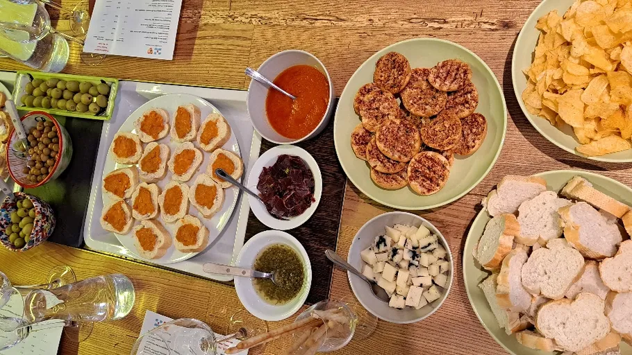 A variety of appetizers arranged on a table.