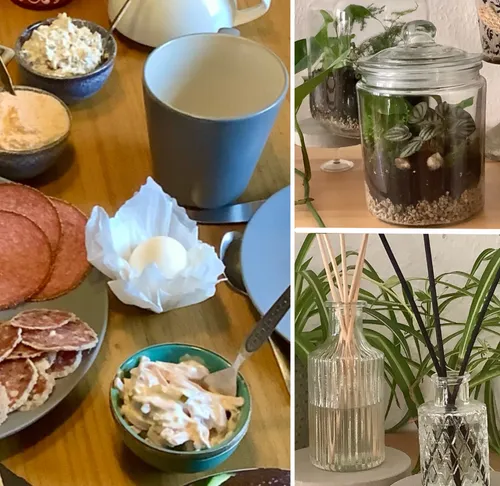 Frühstückstisch, Terrarium und Raumdüfte.