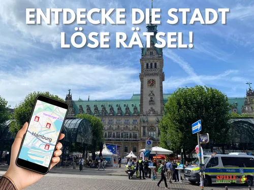 Hand hält Handy mit Stadtplan-App.