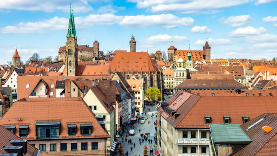 Luftaufnahme der Nürnberger Altstadt.