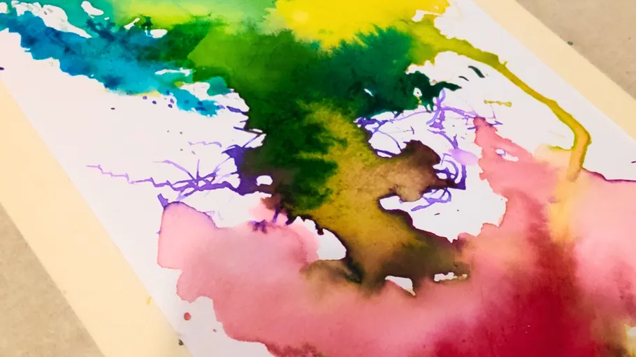 Buntes abstraktes Aquarell auf Papier.