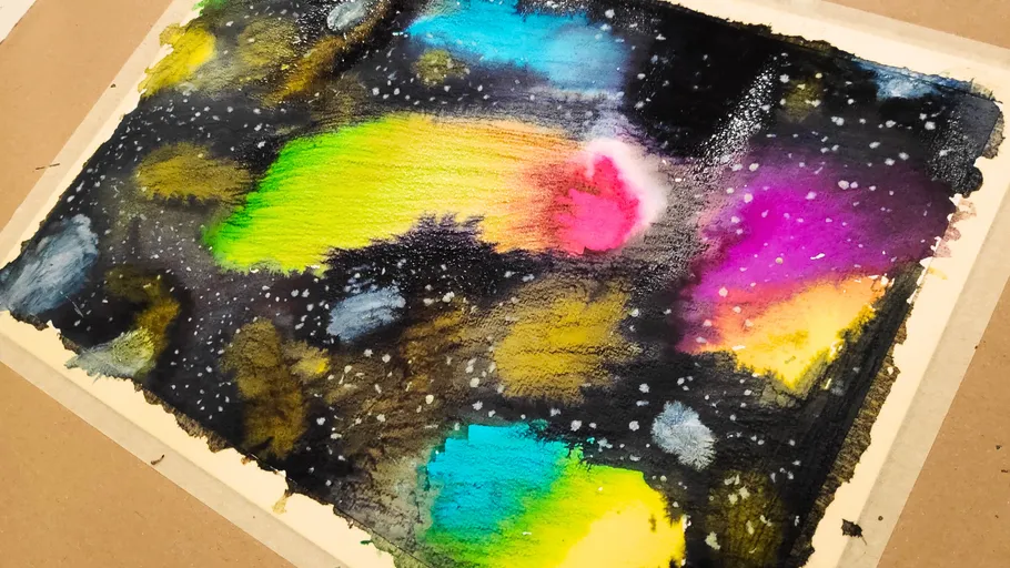 Colorful abstract painting on paper background.