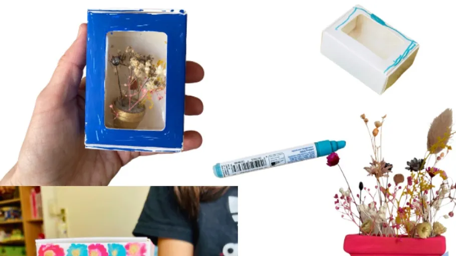 DIY workshop creating mini magnetic flowerpots.