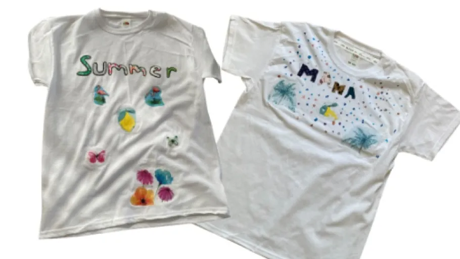 DIY workshop with fabric printing activities.