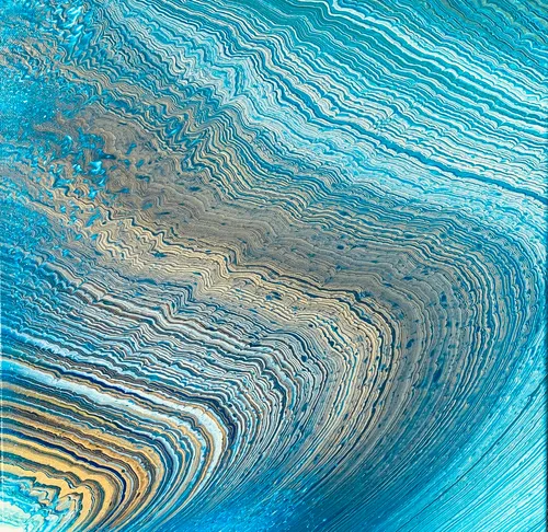 Abstrakte blaue und beige Wellenmuster.