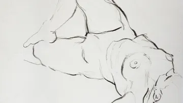 Abstract sketch of a reclining figure.