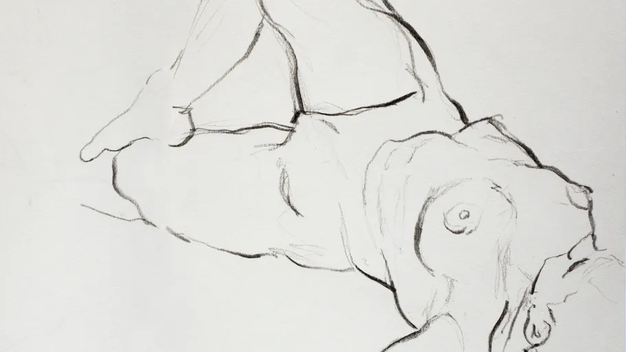 Abstract sketch of a reclining figure.