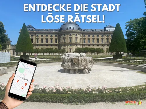 Phone map with Würzburg, building and garden.