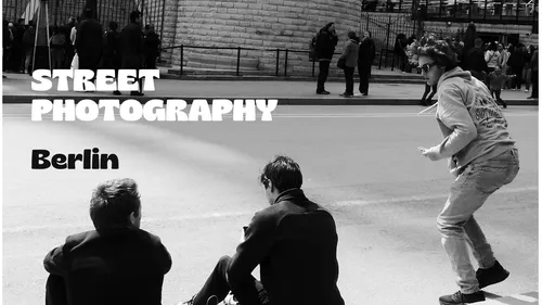 Three people on street in Berlin.