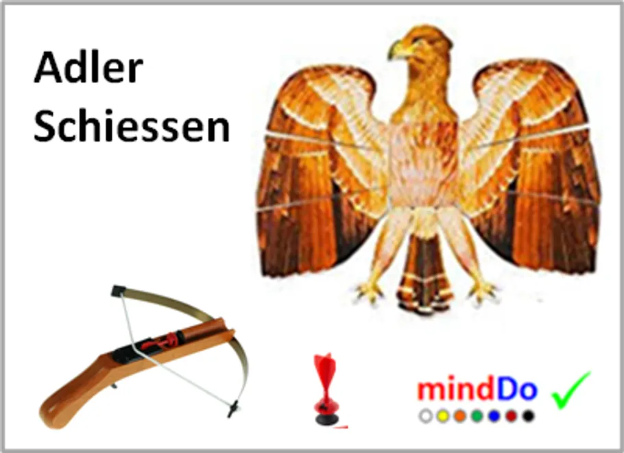 Adlerziel mit Armbrust und Pfeil in der Nähe.