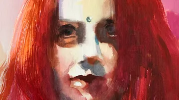 Wasserfarben-Porträt einer Person mit rotem Haar.