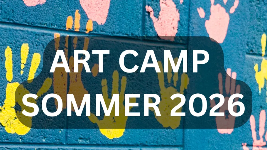 Colorful handprints on brick wall, text overlay.