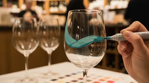 Hand painting wine glass in a store.