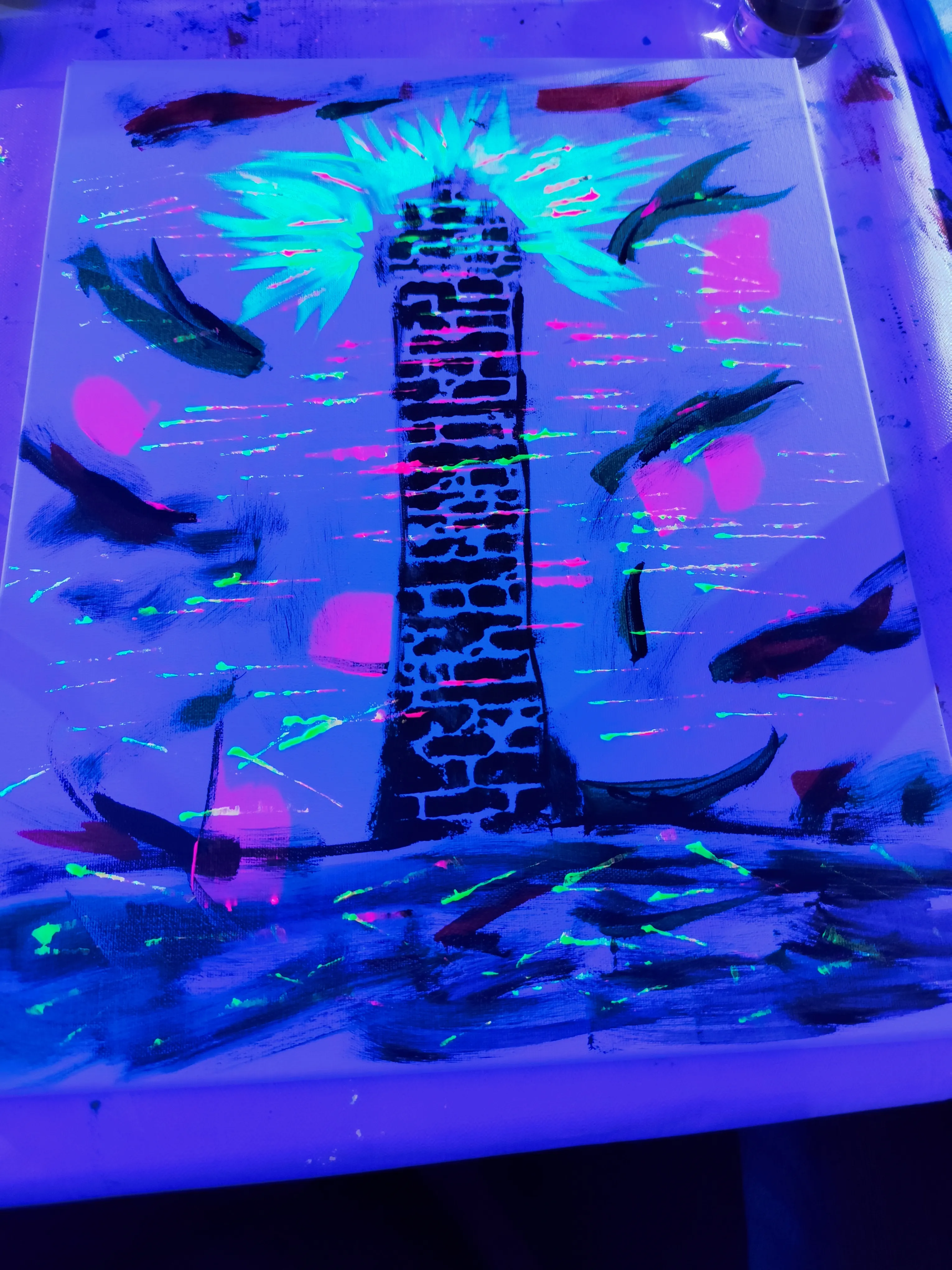 Leuchtendes Leuchtturmbild unter UV-Licht.