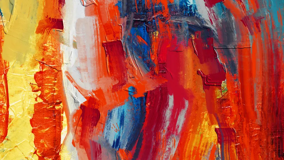 Colorful abstract painting with vivid brushstrokes.