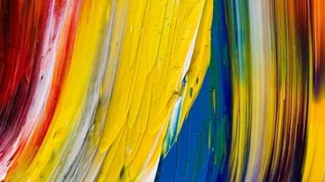 Bunte abstrakte Farbstreifen auf Leinwand.