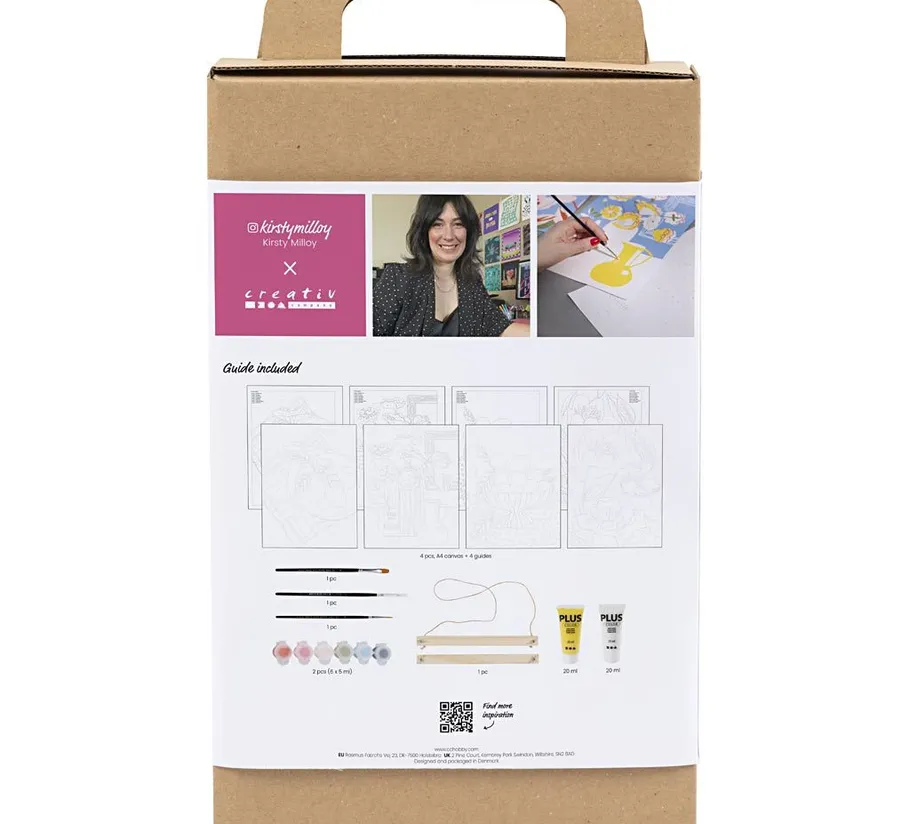 Art kit packaging with painting guide.