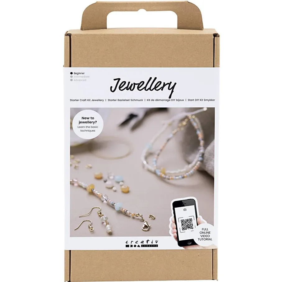 Jewelry crafting kit in a cardboard box.