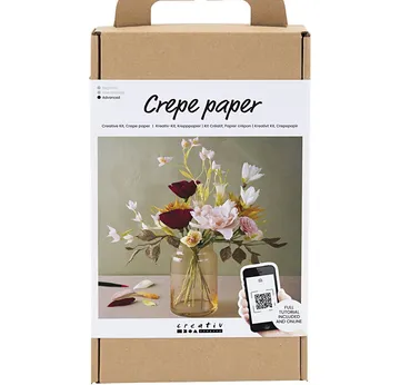 Crepe paper kit box with flower design.