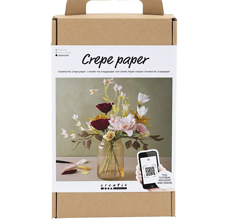 Krepppapier-Kit-Box mit Blumenmuster.