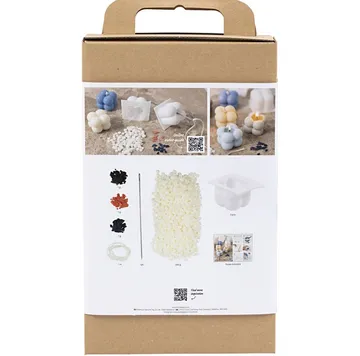 Candle making kit packaging with materials displayed.