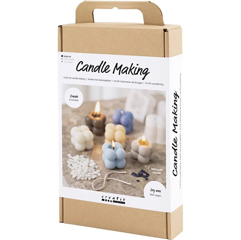 Candle making kit box with creative design.