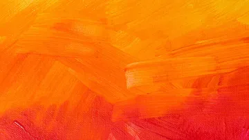 Abstraktes orange-rot Pinselstrichgemälde.
