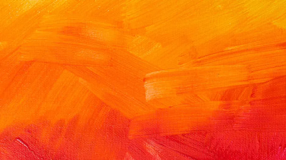 Abstract orange and red brushstroke painting.