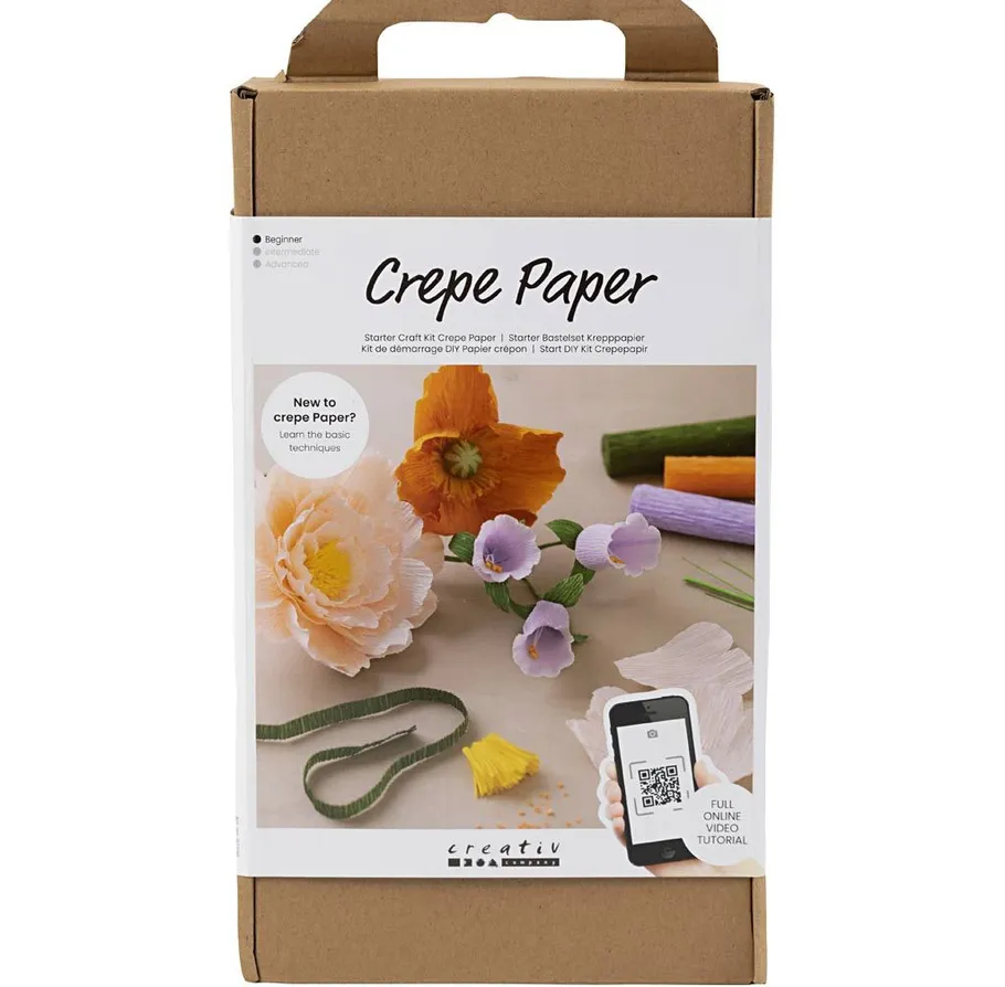 Krepppapier-Bastelset auf Karton.