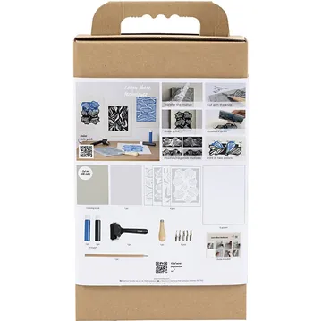 Block printing kit box with instructions.