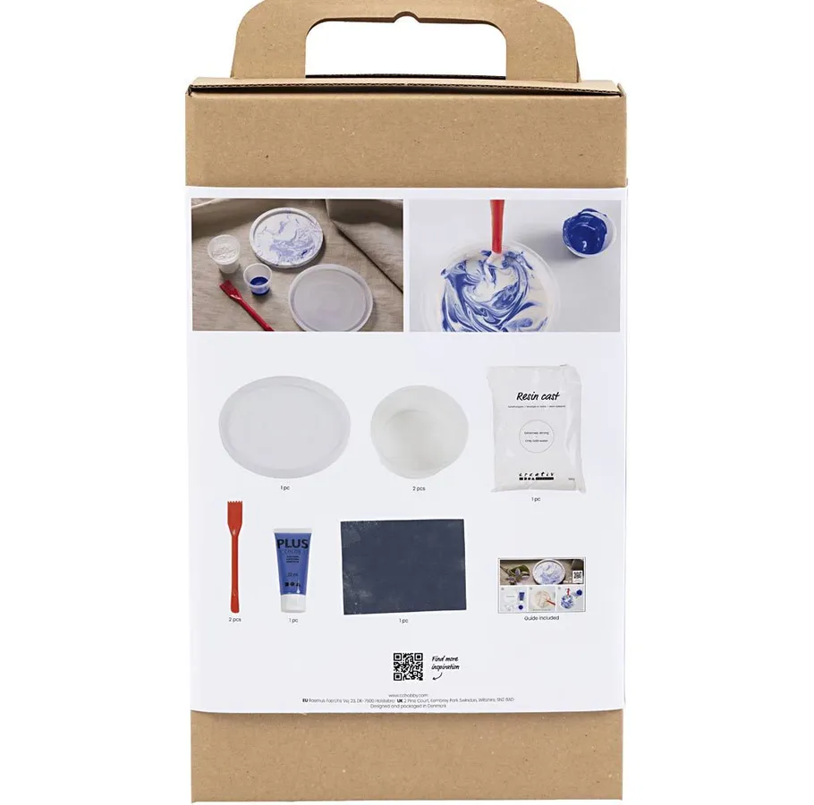 Bastelset-Box mit dargestellten Harzmaterialien.